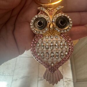 Elegant Owl Handbag Charm/Keychain with Crystals